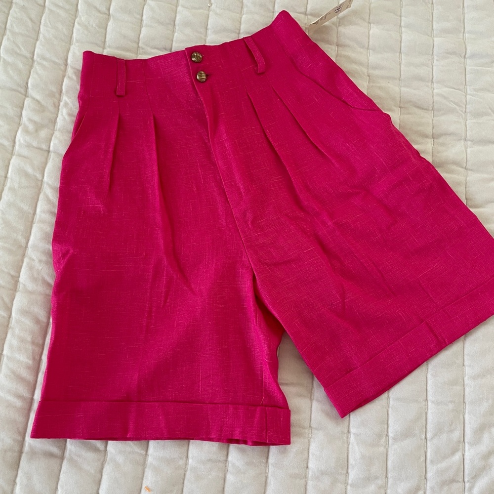 NWT SAKE vintage hot Pink Women's high waisted Shorts with pockets size XS/S
